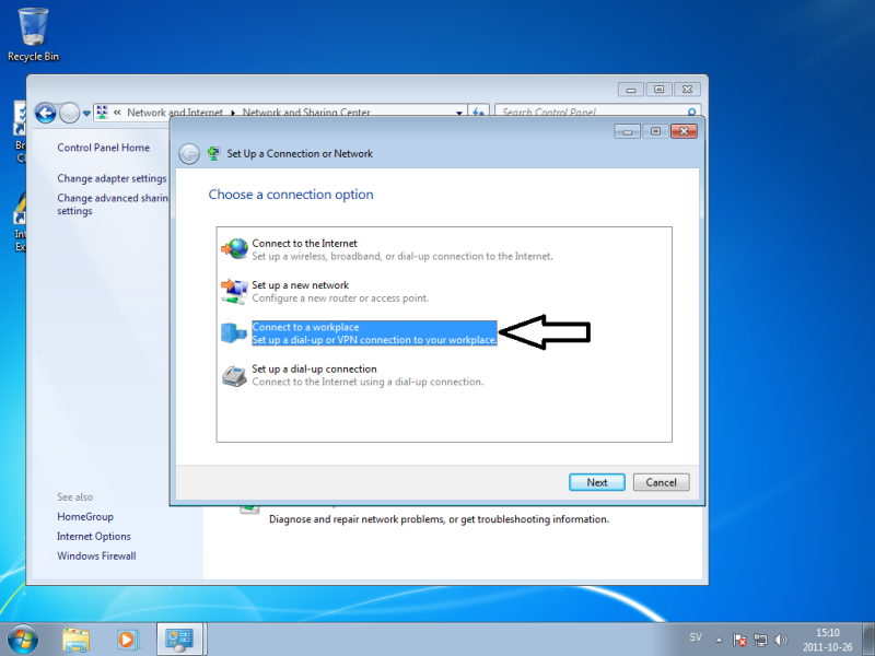 Connect to a workplace on Windows 7