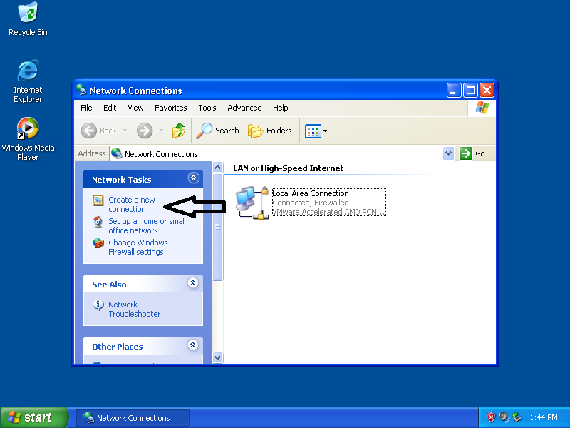 Network connections window