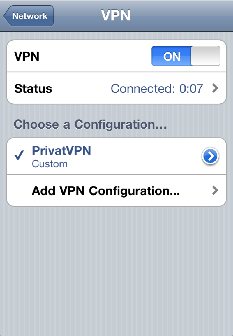 VPN Connected on your iOS device