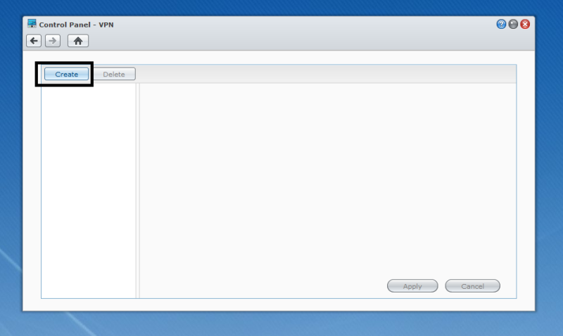Click on Create on the Synology router Control Panel