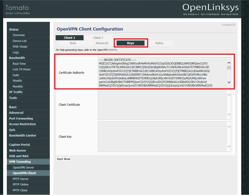 OpenVPN Client Configuration On Tomato routers