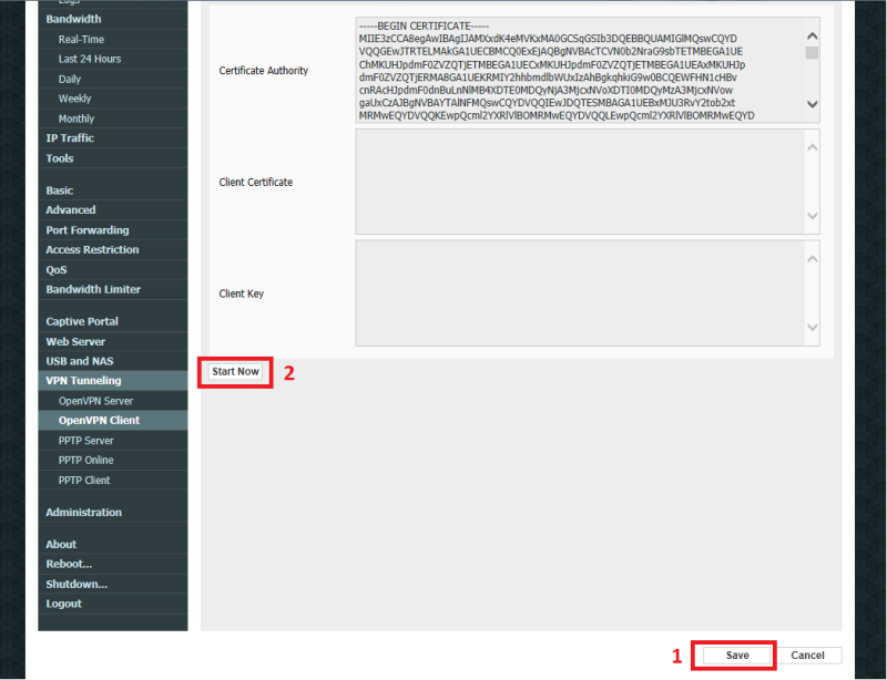 OpenVPN Client Configuration Save