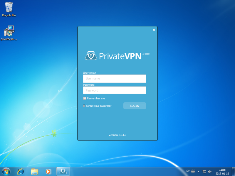PrivateVPN Log In With User name and Password