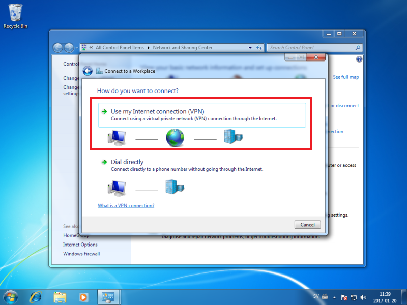 Click on Use my Internet connection (VPN)