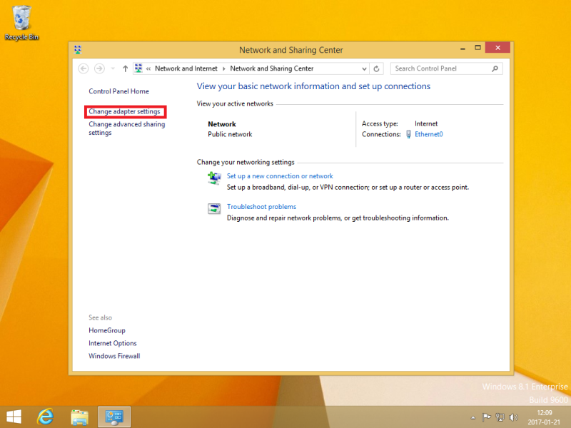 Change adapter settings on Windows 8.1