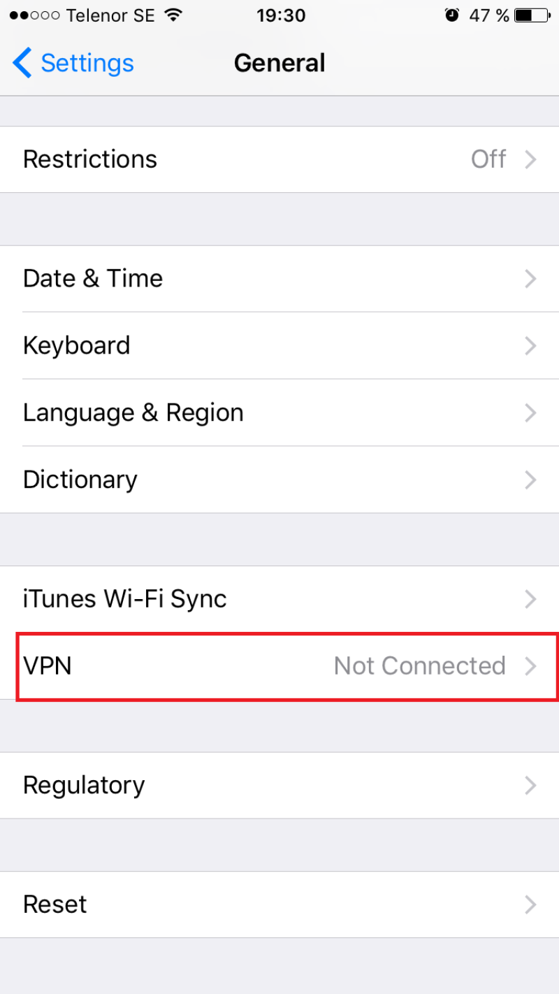 Choose VPN Option