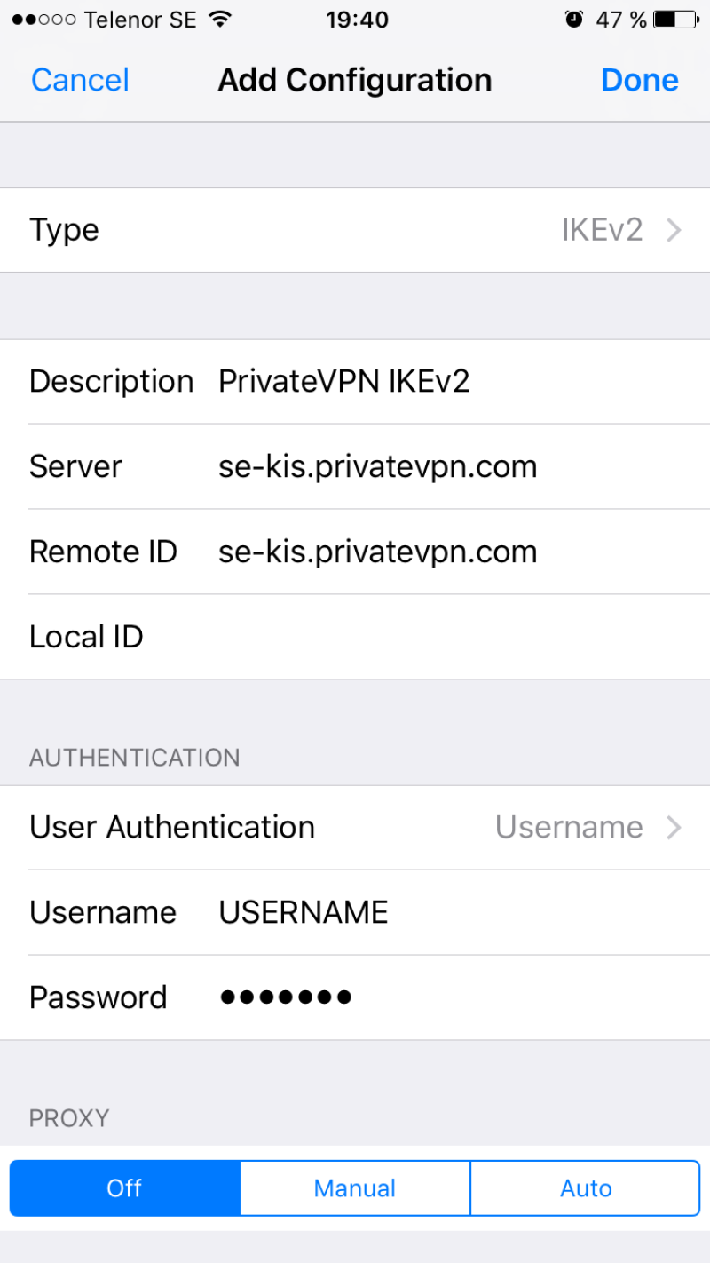 Add VPN Configuration Settings