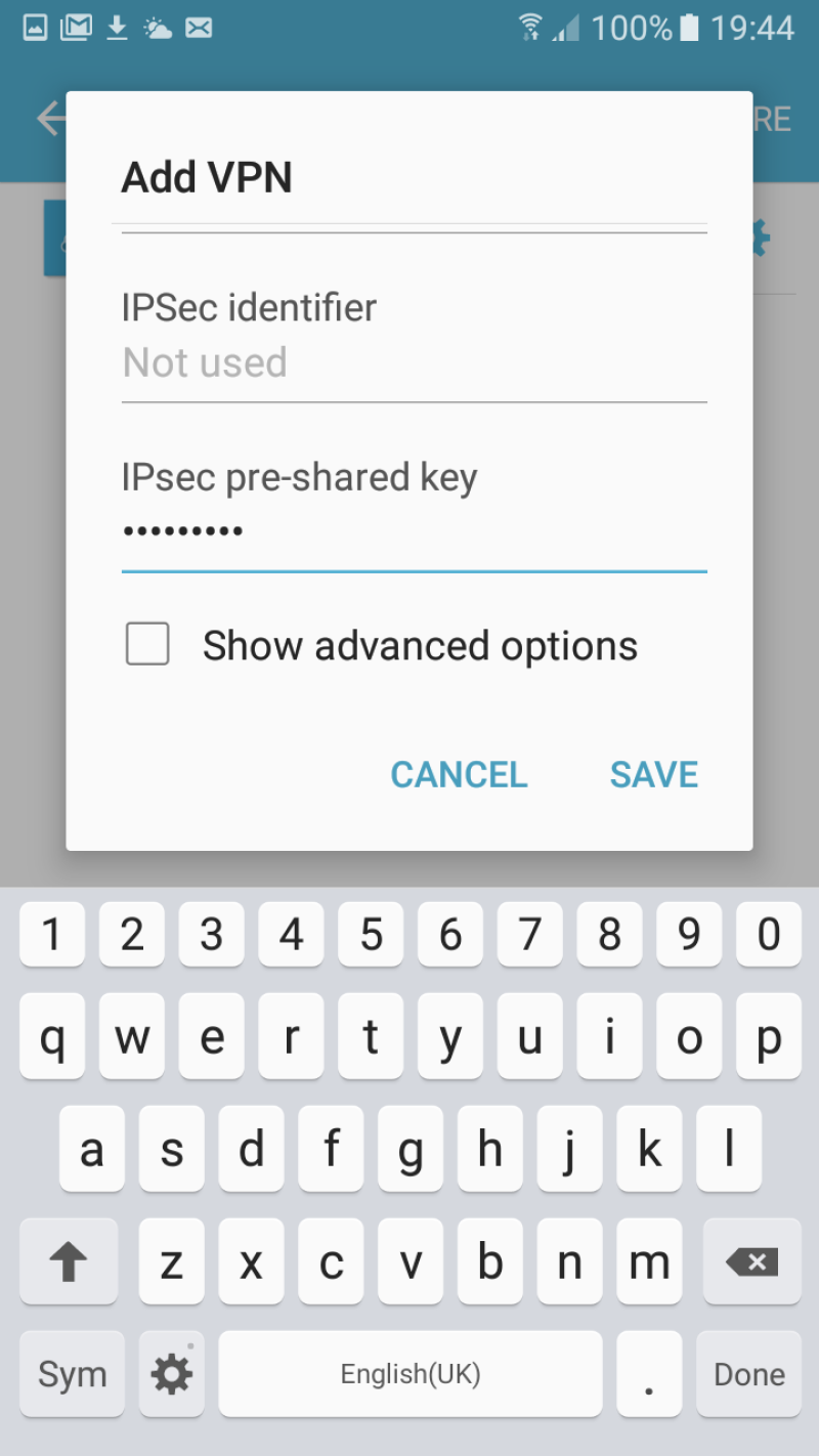 IPsec pre-shared key field