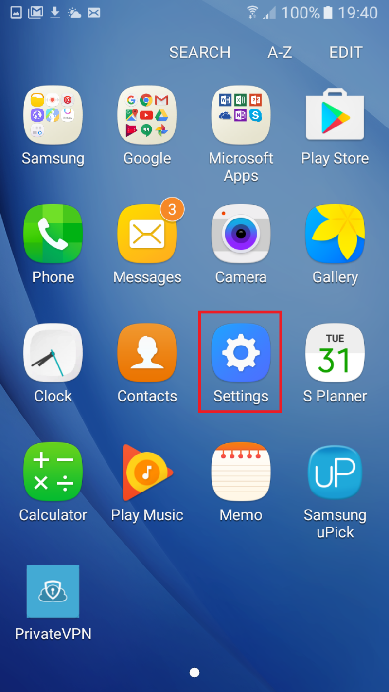 Click Settings on Your Android device
