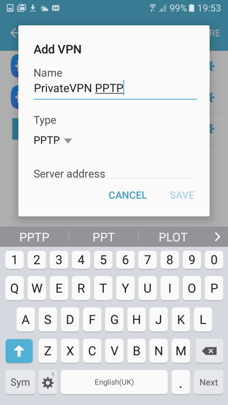 Enter PrivateVPN PPTP as Name