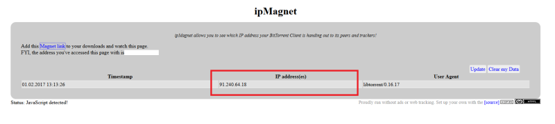 IP address of our service
