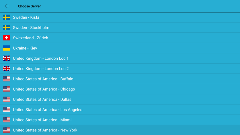 Choose VPN Server Location