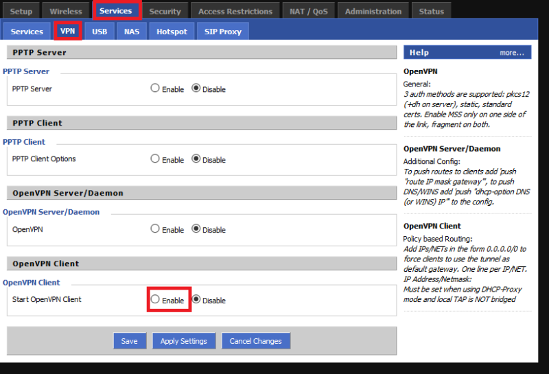 Setting Up PrivateVPN OpenVPN (Older version) connection On DD-WRT routers