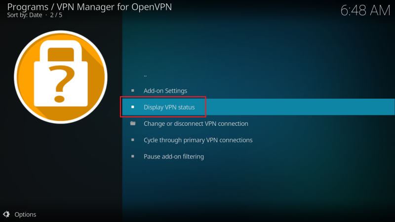 Display VPN status