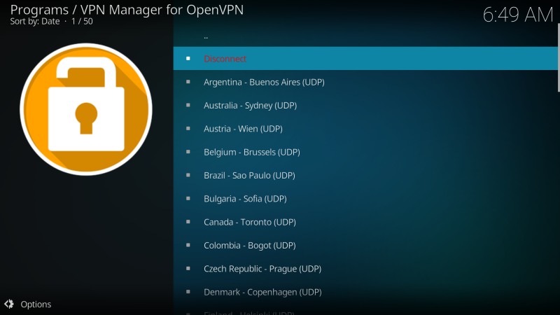 Disconnect or change VPN location