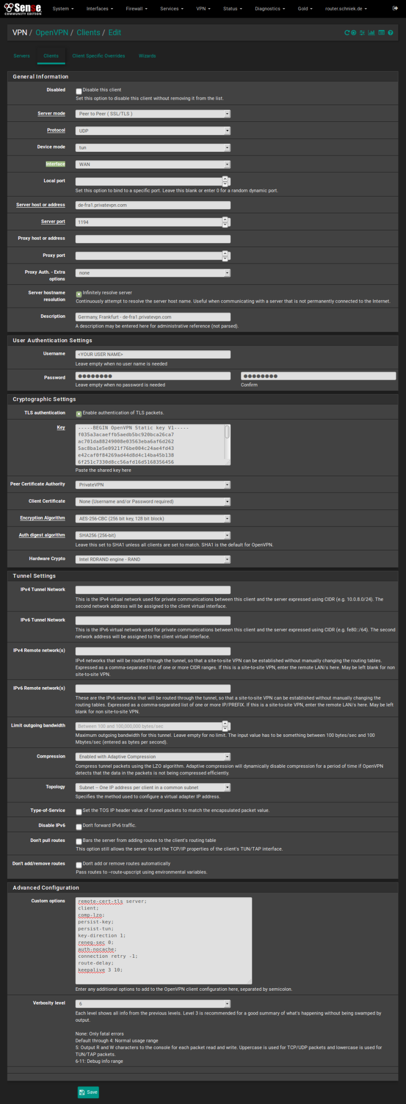 pfSense Router VPN Settings