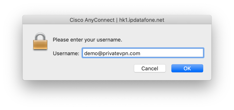Cisco AnyConnect username