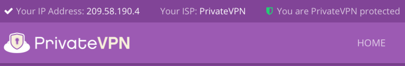 PrivateVPN Now Connected