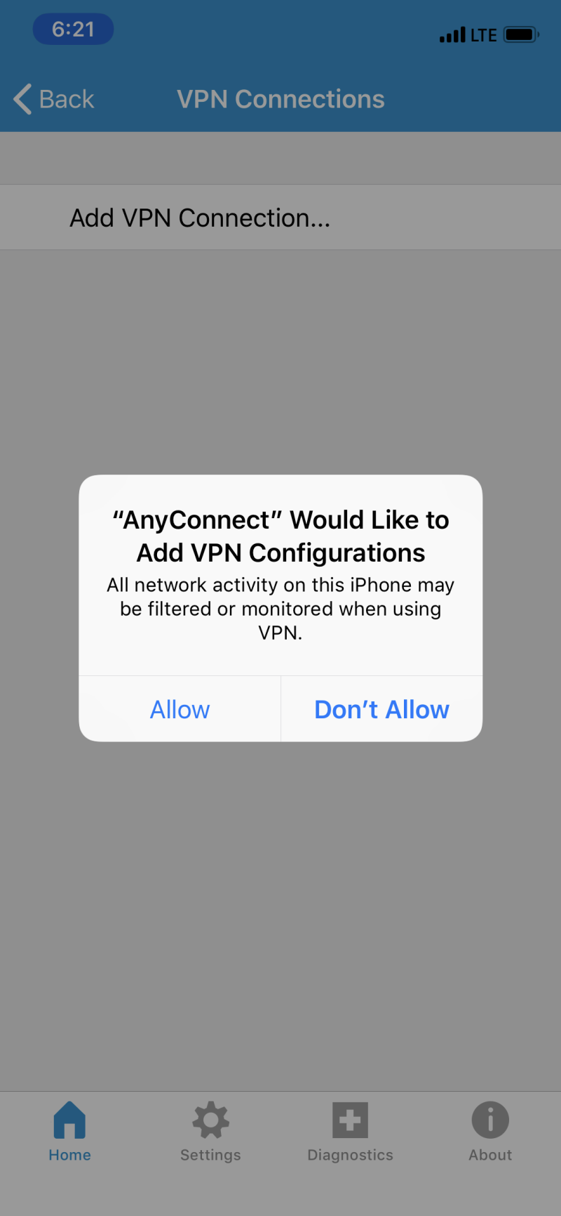 Allow adding of AnyConnect VPN configuration